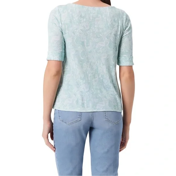 Chico's Light Green Paisley Long Sleeve Top - Picture 3 of 11